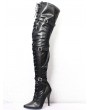 Black Gothic Pointy Stiletto Punk Matte Thigh High Boots