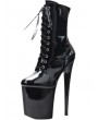 Black Patent Gothic Stiletto High Heel Platform Boots