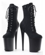 Black Matte Gothic Stiletto High Heel Platform Boots
