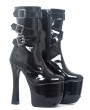 Black Gothic Punk Buckle Strap High Heel Platform Boots