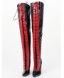 Black and Red Gothic Stiletto High Heel Over-the-Knee Boots