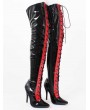 Black and Red Gothic Stiletto High Heel Over-the-Knee Boots