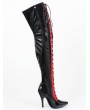 Black and Red Gothic Stiletto High Heel Over-the-Knee Boots