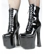 Black Gothic Punk High Heel Platform Lace-Up Combat Boots