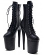 Black Gothic Punk Patterned Leather Closed Toe Stiletto Boots