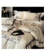 Ivory Gothic Luxurious Floral Embroidery Ruffle Comforter Set