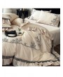 Ivory Gothic Luxurious Floral Embroidery Ruffle Comforter Set