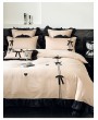 Milky Coffee Gothic Romantic Bow Heart Embroidered Comforter Set