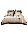 Milky Coffee Gothic Romantic Bow Heart Embroidered Comforter Set
