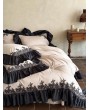 Retro Gothic Floral Lace Ruffled Embroidery Comforter Set