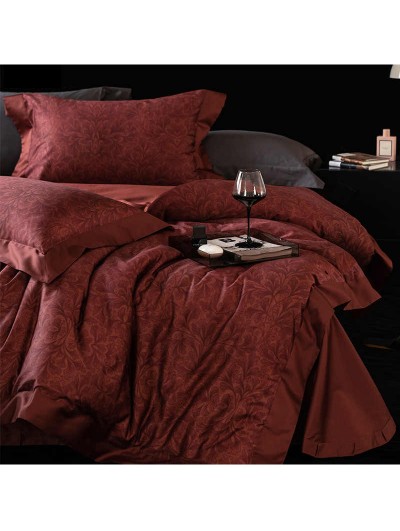 Red Luxury Flower Printed Gothic Wedding Comforter Set