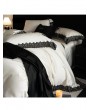 White and Black Lace Trim Luxury Comforter Set