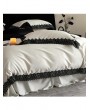 White and Black Lace Trim Luxury Comforter Set