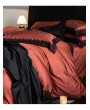 Wine Red Gothic Lace Trim Luxury Comforter Set