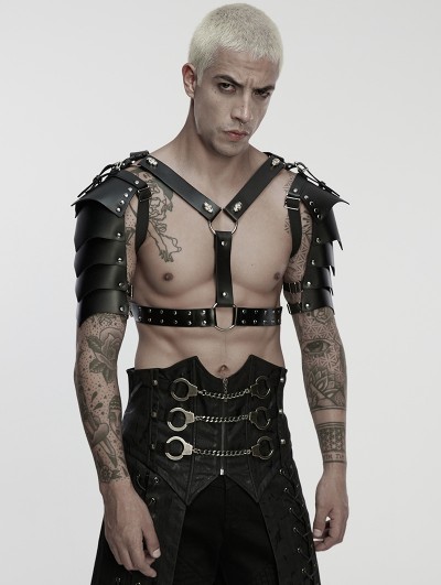 Punk Rave Black Gothic Warrior Punk Men's Shoulder Armor