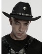 Punk Rave Black Gothic Punk Skull Chain Stylish Cowboy Hat