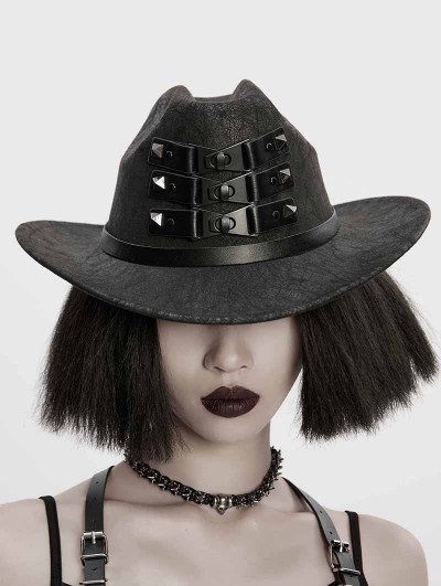 Punk Rave Black Gothic Punk Rivets Stylish Formal Hat