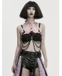 Punk Rave Black and Pink Gothic Punk Bat Bow Skull Chain Harness