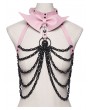 Punk Rave Black and Pink Gothic Punk Bat Bow Skull Chain Harness