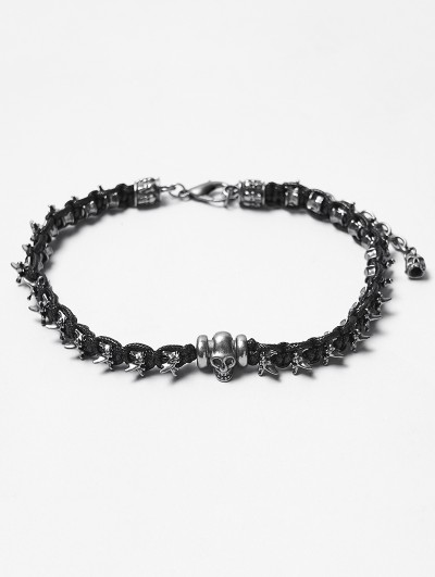 Punk Rave Black Gothic Doomsday Punk Spine Beaded Necklace