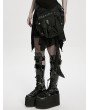 Punk Rave Black Gothic Skull Punk Techwear Rivet Waist-Leg Bag