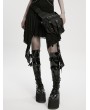 Punk Rave Black Gothic Skull Punk Techwear Rivet Waist-Leg Bag