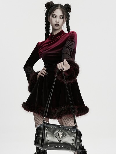 Punk Rave Black Gothic Punk Skull Studded Coffin Bag