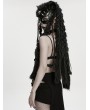 Punk Rave Black Gothic Punk Fox Head Braided Mask Hood