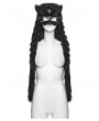 Punk Rave Black Gothic Punk Fox Head Braided Mask Hood