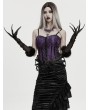 Punk Rave Black Fluffy Gothic Gloves with Detachable Cuffs