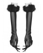 Punk Rave Black Fluffy Gothic Gloves with Detachable Cuffs