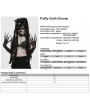 Punk Rave Black Fluffy Gothic Gloves with Detachable Cuffs
