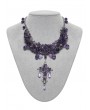 Punk Rave Violet Gothic Crystal Beaded Cross Pendant Necklace