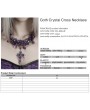 Punk Rave Violet Gothic Crystal Beaded Cross Pendant Necklace