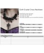 Punk Rave Black Gothic Crystal Beaded Cross Pendant Necklace