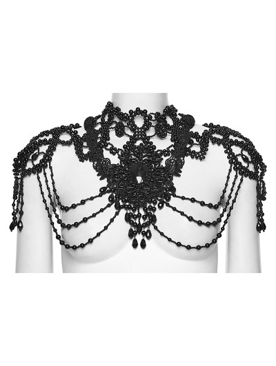 Punk Rave Black Gorgeous Gothic Lace Bead Queen Necklace