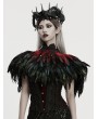 Punk Rave Black and Red Gothic Gorgeous Reversible Lace Feather Shawl