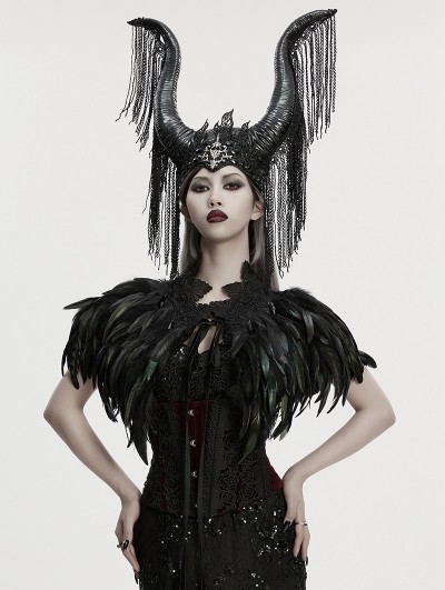 Punk Rave Black Gothic Gorgeous Reversible Lace Feather Shawl