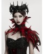Punk Rave Black and Red Gothic Asymmetric Lace Feather Shawl