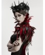 Punk Rave Black and Red Gothic Asymmetric Lace Feather Shawl