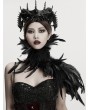 Punk Rave Black Gothic Asymmetric Lace Feather Shawl