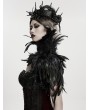 Punk Rave Black Gothic Asymmetric Lace Feather Shawl
