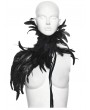 Punk Rave Black Gothic Asymmetric Lace Feather Shawl