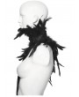 Punk Rave Black Gothic Asymmetric Lace Feather Shawl