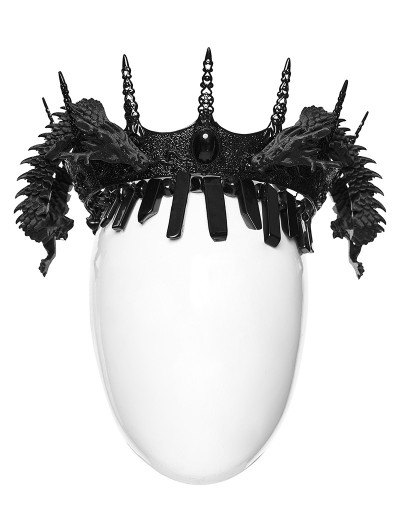 Punk Rave Black Gothic Coiling Dragon Crystal Crown Headwear