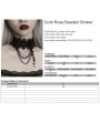 Punk Rave Black Gothic Rose Lace Beaded Chain Pendant Choker