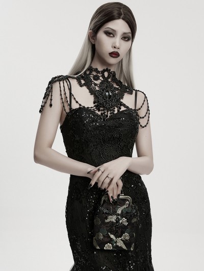 Punk Rave Black Gothic Chinese Style Embroidered Crossbody Bag