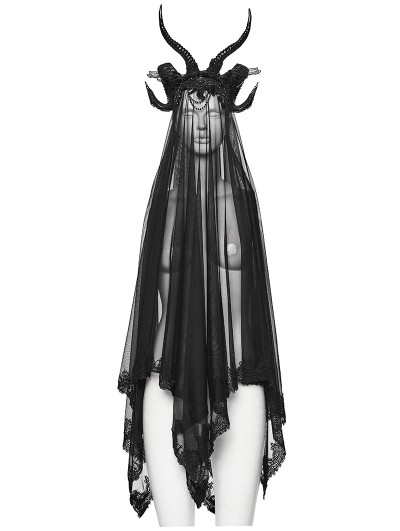 Punk Rave Black Gothic Reversible Demon Horn Veil