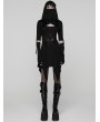 Punk Rave Black Gothic Punk Wasteland Cutout Hooded Face Mask Short Dress