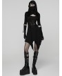 Punk Rave Black Gothic Punk Wasteland Cutout Hooded Face Mask Short Dress